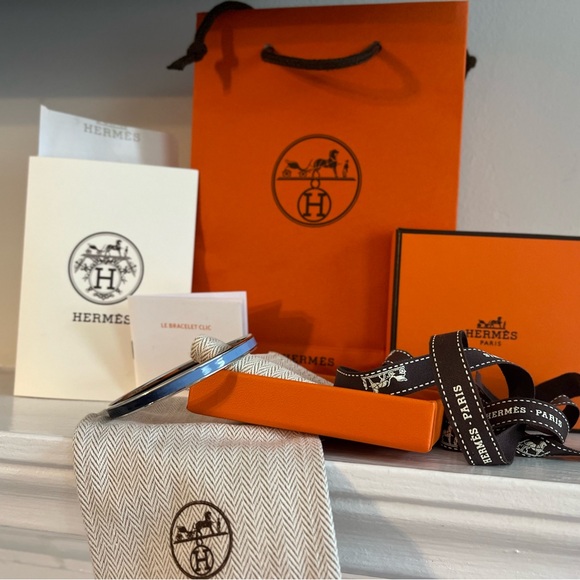 Hermes extra thin fusion enamel paladium bangle - Picture 4 of 4